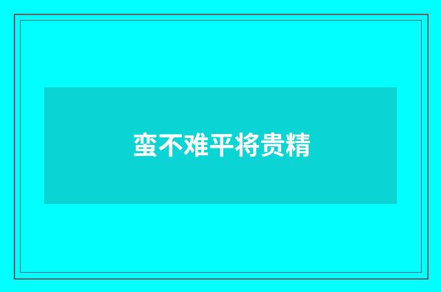 蛮不难平将贵精