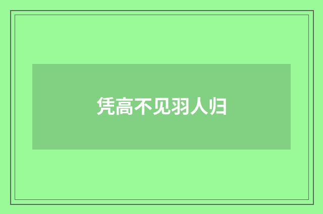 凭高不见羽人归