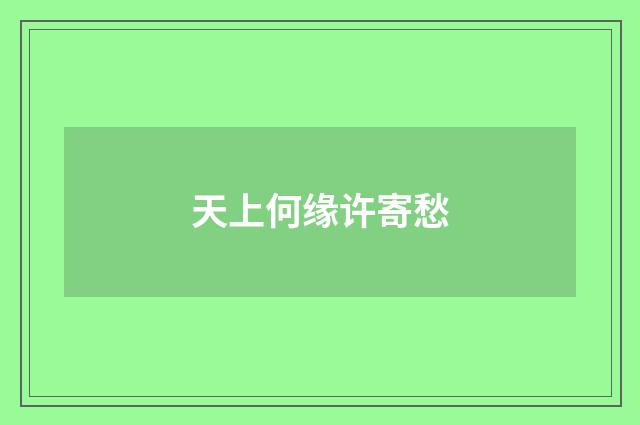 天上何缘许寄愁