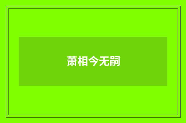 萧相今无嗣