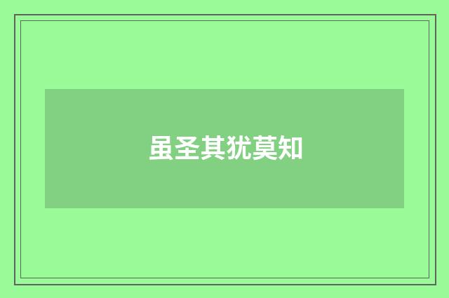 虽圣其犹莫知