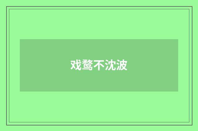 戏鹜不沈波