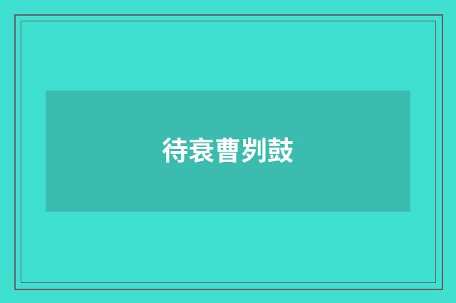 待衰曹刿鼓