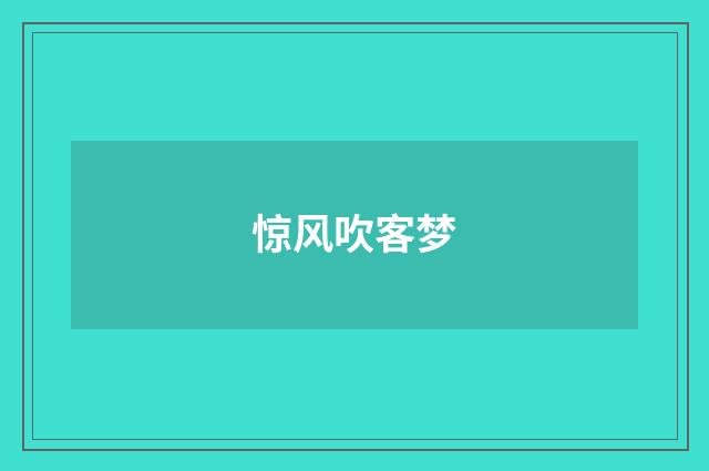 惊风吹客梦