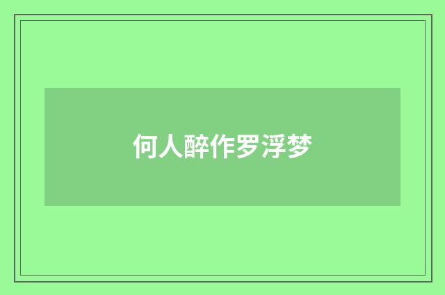 何人醉作罗浮梦