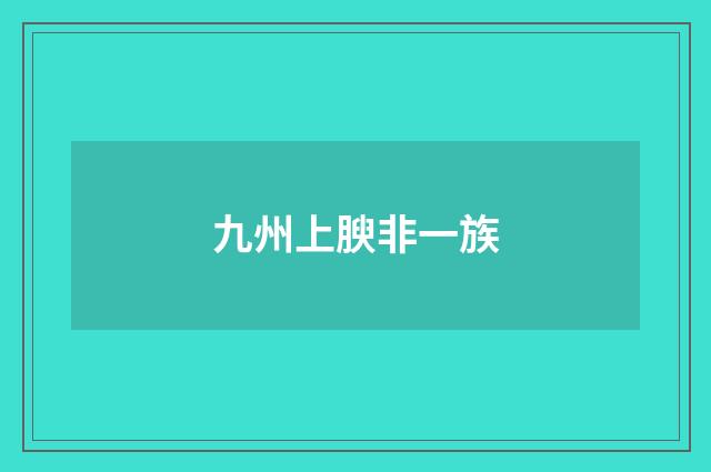九州上腴非一族