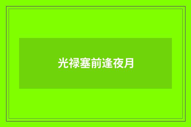 光禄塞前逢夜月
