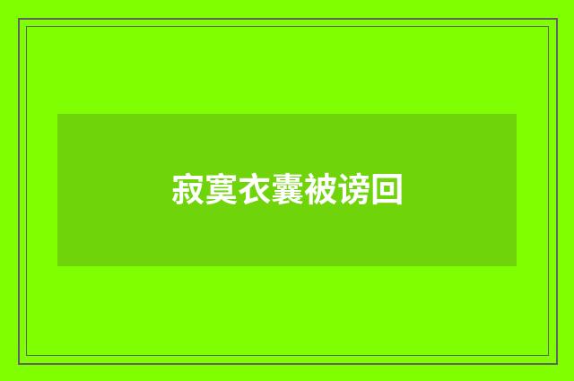 寂寞衣囊被谤回