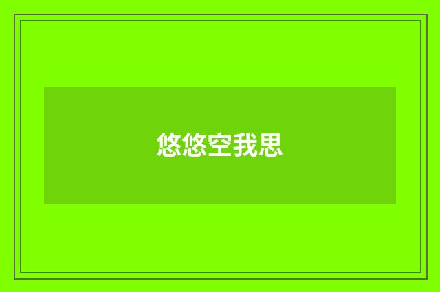 悠悠空我思