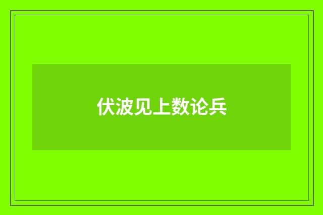 伏波见上数论兵