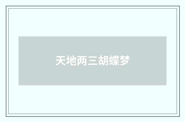 天地两三胡蝶梦
