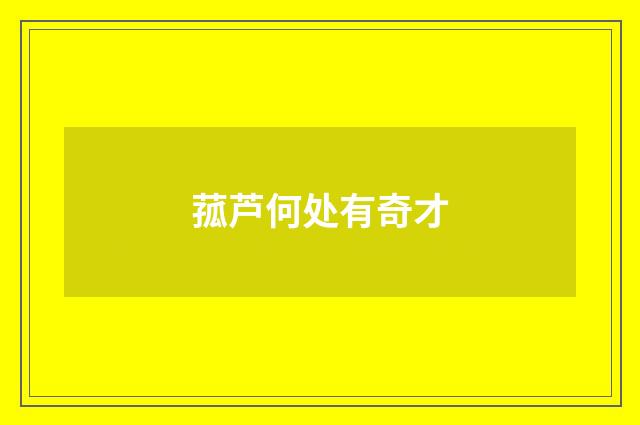 菰芦何处有奇才