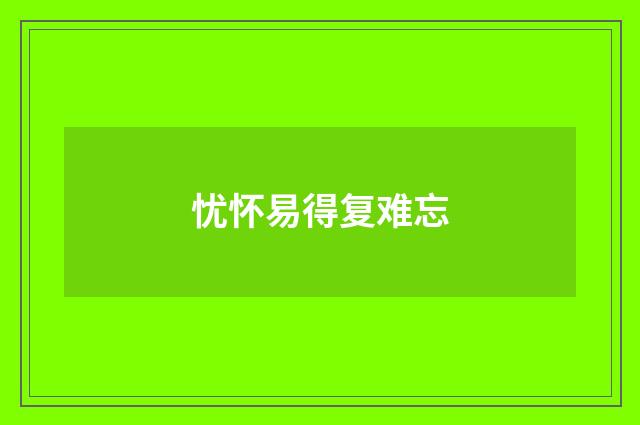 忧怀易得复难忘