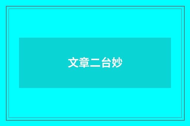 文章二台妙
