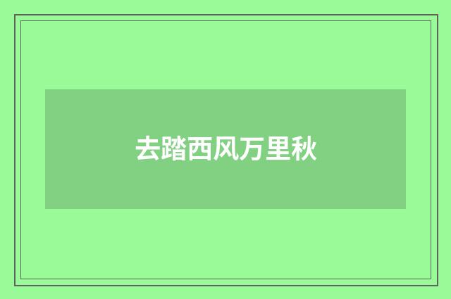 去踏西风万里秋