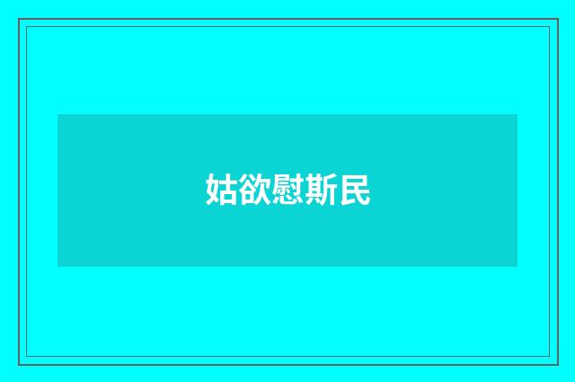 姑欲慰斯民