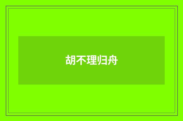 胡不理归舟