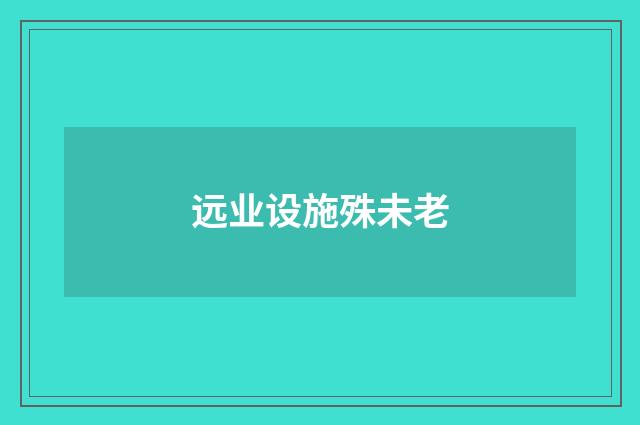 远业设施殊未老