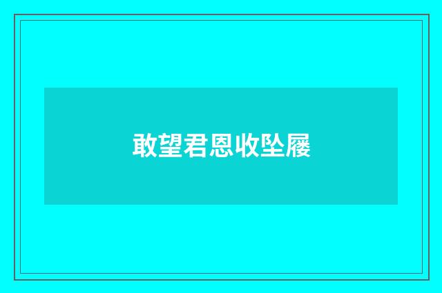 敢望君恩收坠屦