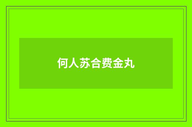 何人苏合费金丸
