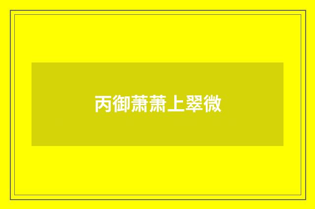 丙御萧萧上翠微