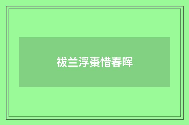 祓兰浮棗惜春晖