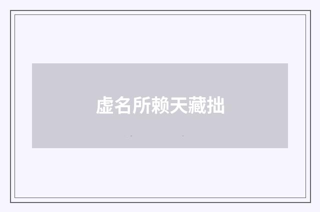 虚名所赖天藏拙