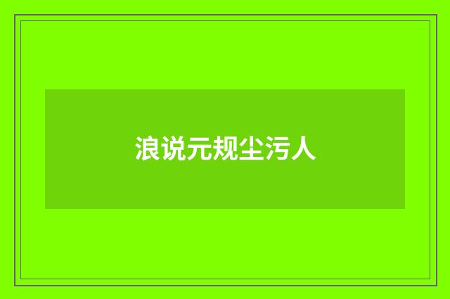 浪说元规尘污人
