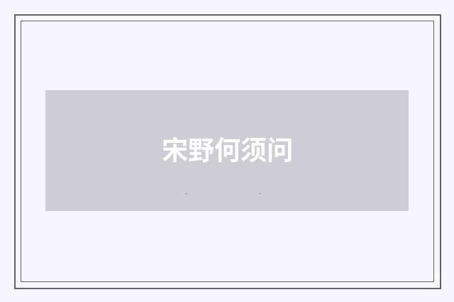 宋野何须问