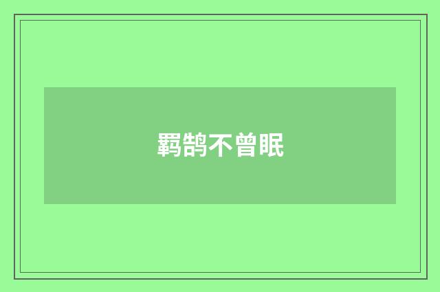 羁鹄不曾眠