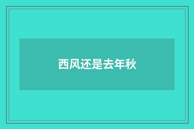 西风还是去年秋