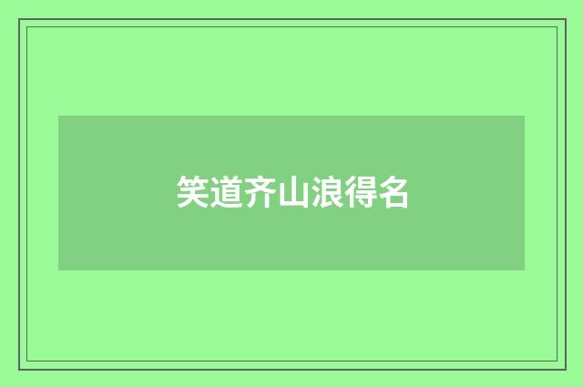 笑道齐山浪得名