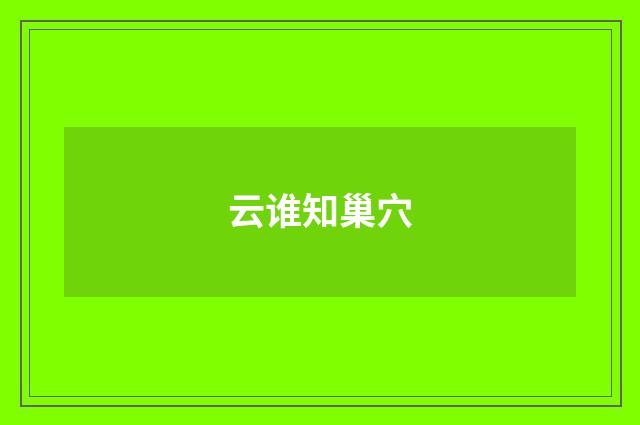 云谁知巢穴