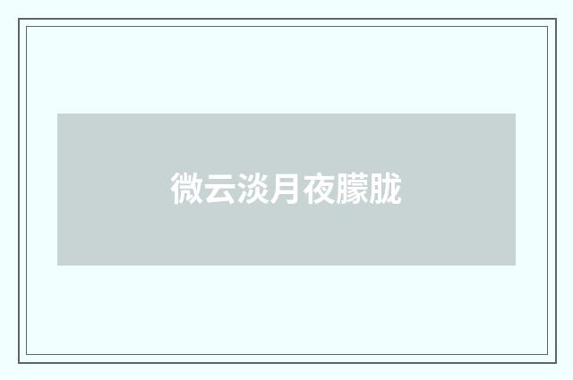 微云淡月夜朦胧