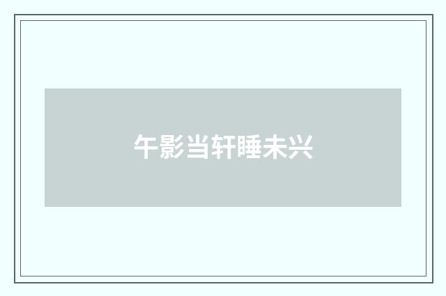 午影当轩睡未兴
