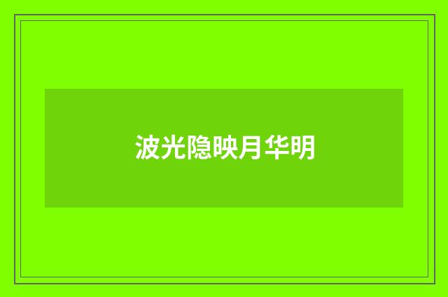波光隐映月华明