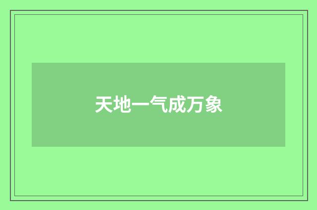天地一气成万象
