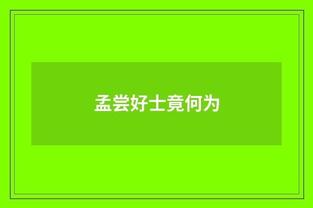 孟尝好士竟何为