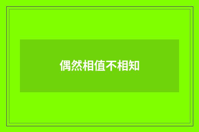 偶然相值不相知