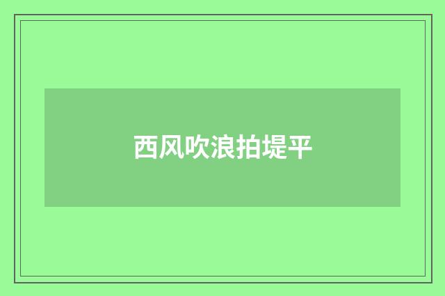 西风吹浪拍堤平