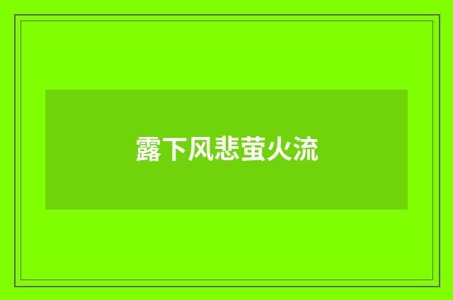 露下风悲萤火流