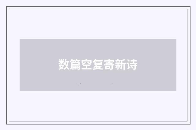 数篇空复寄新诗