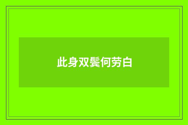 此身双鬓何劳白