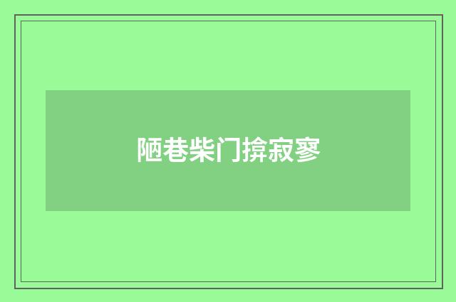 陋巷柴门揜寂寥