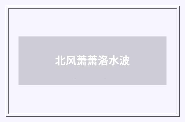北风萧萧洛水波