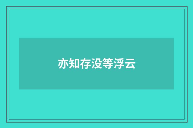 亦知存没等浮云