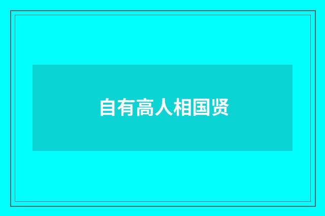 自有高人相国贤
