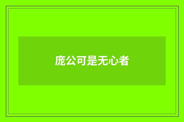 庞公可是无心者