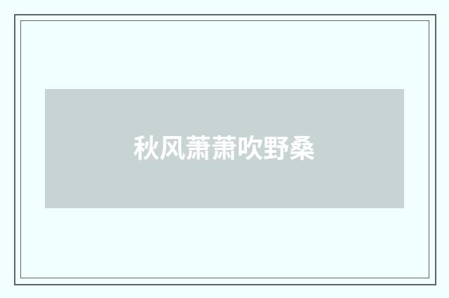 秋风萧萧吹野桑