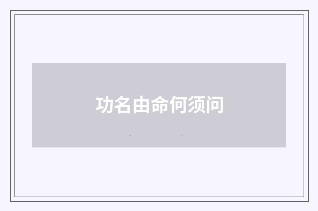 功名由命何须问